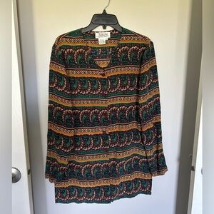 Talbots 100% silk 90’ Paisley, print blouse, size 6.​​​​​